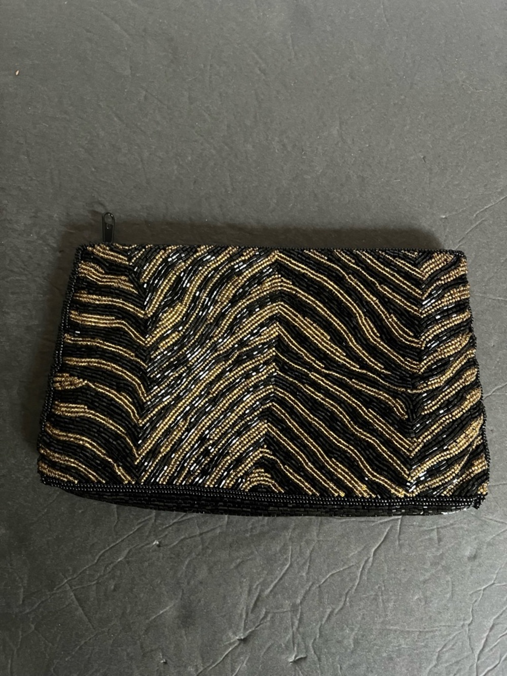 Courtenay Gold and Black Beaded Clutch